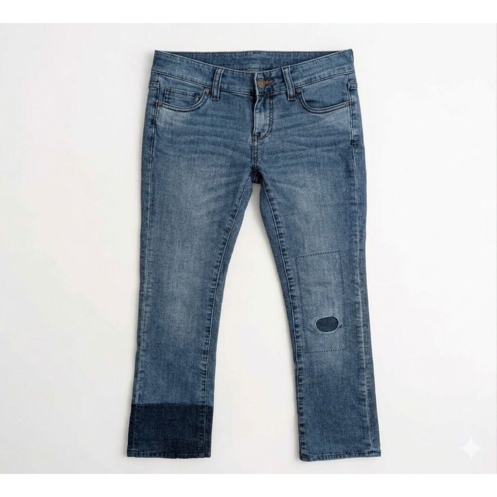 Holding Horses Claire Jean Womens 25 Bootcut Blue Distressed Patch Anthropologie